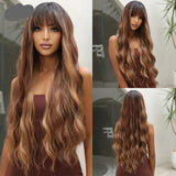 Long Curly Wave Synthetic Wigs Wigs with Bangs
