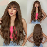 Long Curly Wave Synthetic Wigs Wigs with Bangs