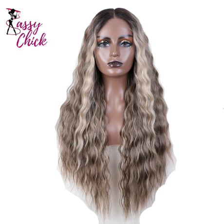 Long Curly Wavy Heat Resistant Synthetic Lace Front Wigs Sassy Chick Logo