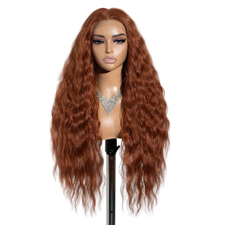Orange Long Curly Wavy Heat Resistant Synthetic Lace Front Wigs