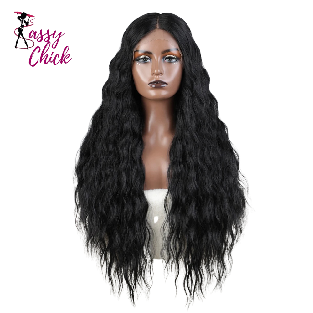 Long Curly Wavy Ombre Highlight Synthetic Heat Resistant Wigs Sassy Chick Logo