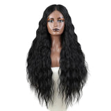 Black Long Curly Wavy Ombre Highlight Synthetic Heat Resistant Wigs