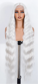 White Long Deep Body Wavy Synthetic Lace Front Wigs