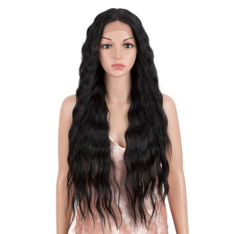 Black Long Deep Heat Resistant Synthetic Wavy Wigs