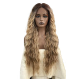 Brown Long Deep Heat Resistant Synthetic Wavy Wigs