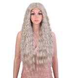 Gray Long Deep Wavy Synthetic Lace High Temperature Wigs