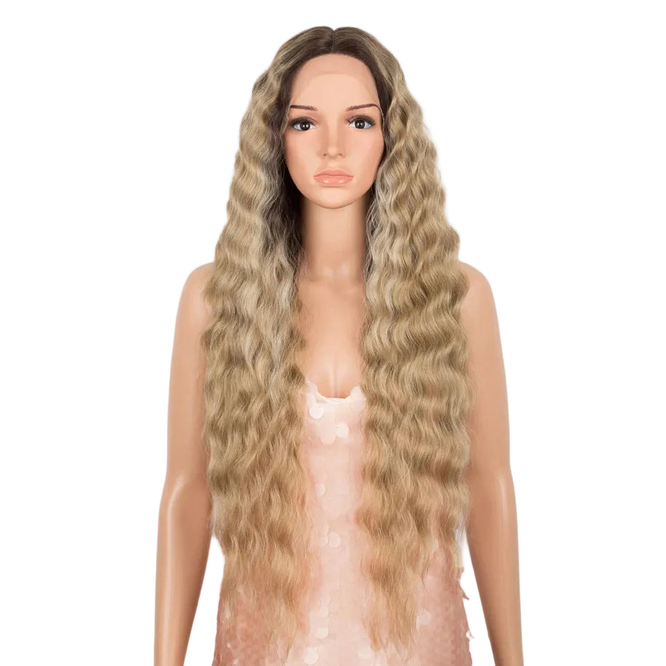 Brown Long Deep Wavy Synthetic Lace High Temperature Wigs