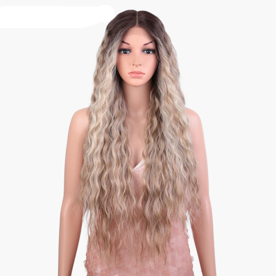 White Long Deep Wavy Synthetic Lace High Temperature Wigs