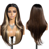 Brown Long Straight 13X4 Lace Synthetic Lace Front Wig
