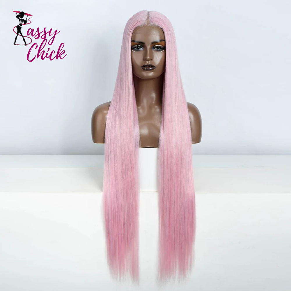 Long Straight 38 Inch Deep Part Synthetic Lace Front Wig Sassy Chick Logo