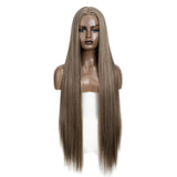 Brown Long Straight 38 Inch Deep Part Synthetic Lace Front Wig