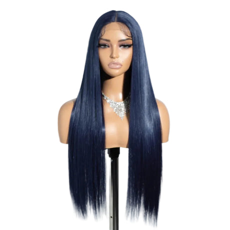 Blue Long Straight Synthetic Easy Wear Cosplay Wigs