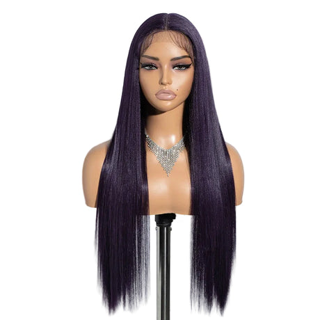 Purple Long Straight Synthetic Easy Wear Cosplay Wigs