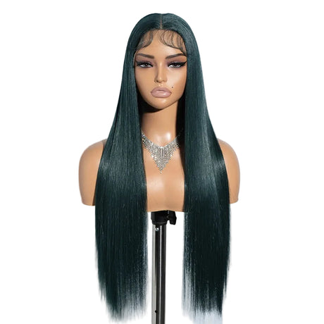 Green Long Straight Synthetic Easy Wear Cosplay Wigs