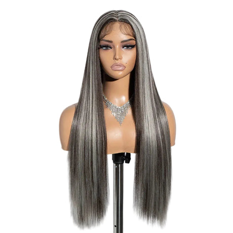 Gray Long Straight Synthetic Easy Wear Cosplay Wigs
