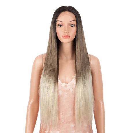 Brown White Long Straight Synthetic Easy Wear Cosplay Wigs