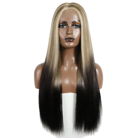 Blonde Black Long Straight Synthetic Easy Wear Cosplay Wigs