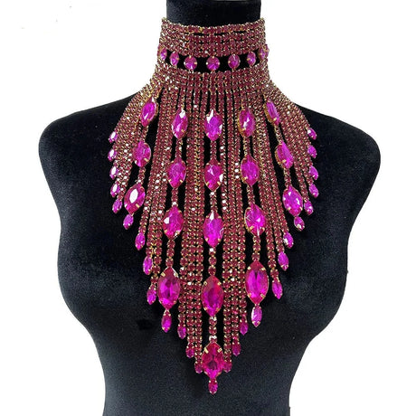 Pink Long Tassel Choker Necklace