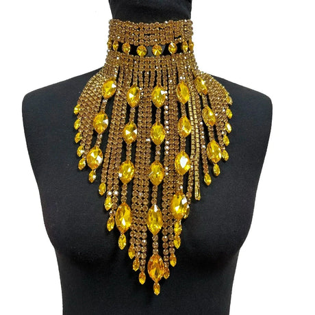 Yellow Long Tassel Choker Necklace