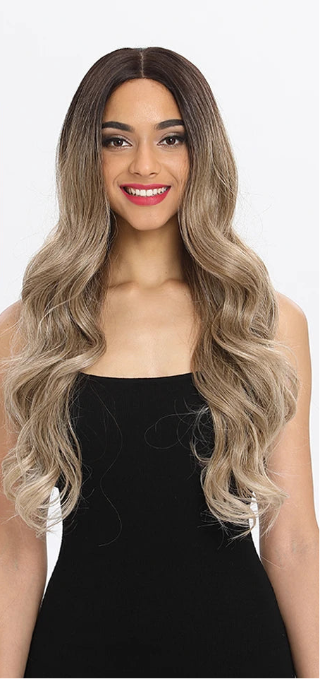 Ash Gray Long Wavy 13x4 Highlight Cosplay Synthetic Lace Front Wigs