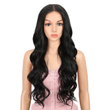 Black Long Wavy 13x4 Highlight Cosplay Synthetic Lace Front Wigs