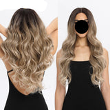 Ash Gray Long Wavy 13x4 Highlight Cosplay Synthetic Lace Front Wigs