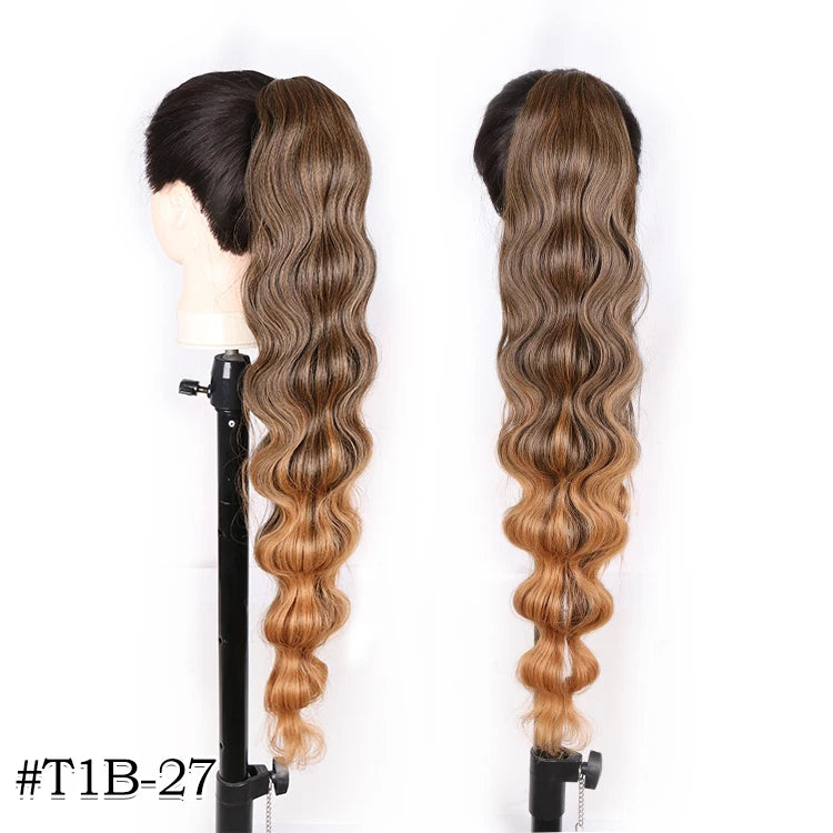 Long Wavy Braided Blonde Synthetic Ponytail
