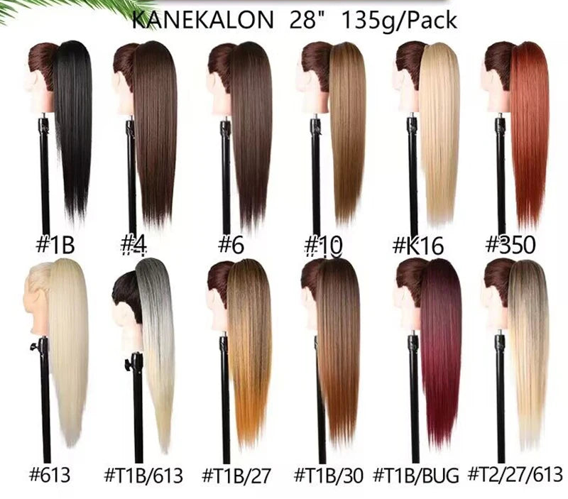 Collection of Long Wavy Braided Blonde Synthetic Ponytail