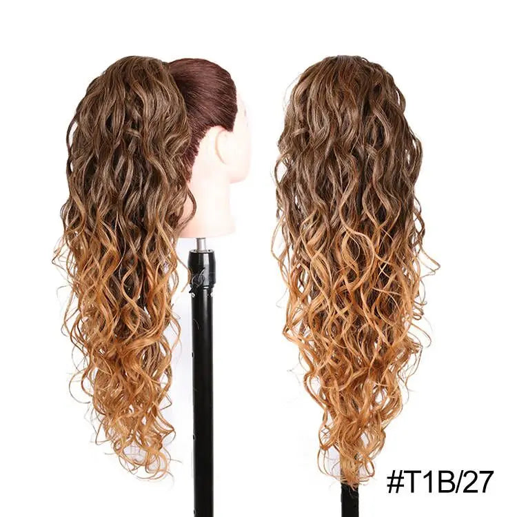 Long Wavy Braided Blonde Synthetic Ponytail