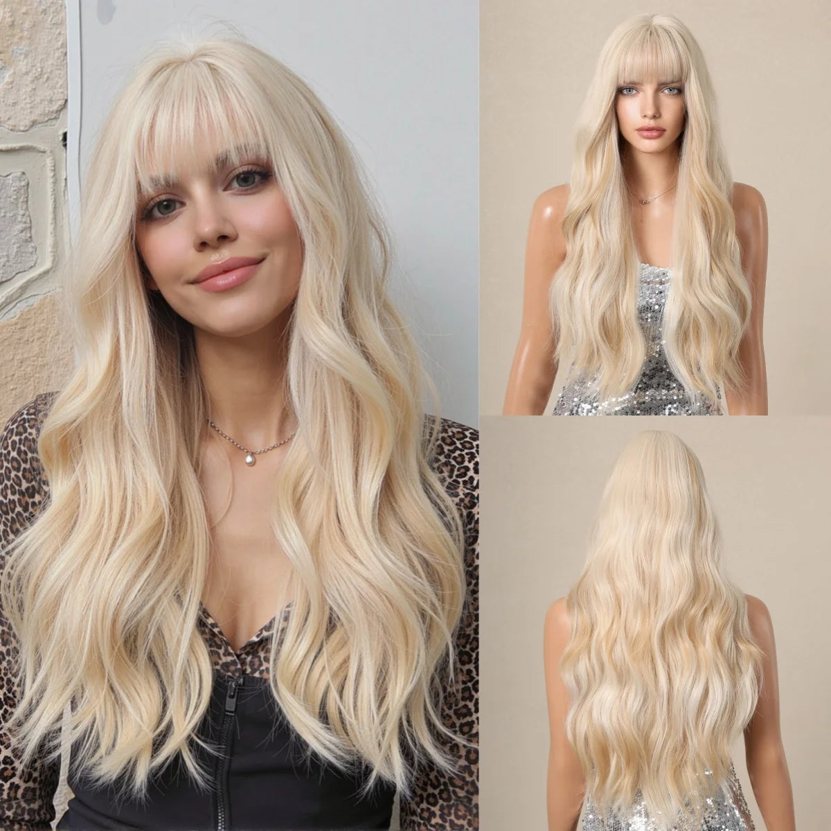 Long Wavy Ombre Blonde Synthetic Wig