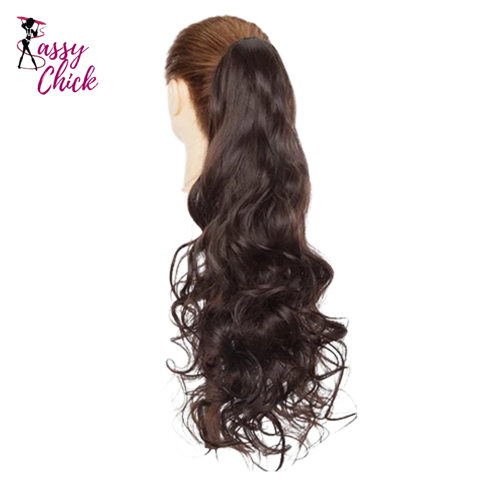 Long Wavy Ponytail Hair Clip In Sassy Chick Logo