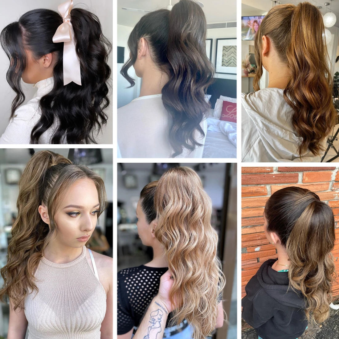 model using wavy ponytail