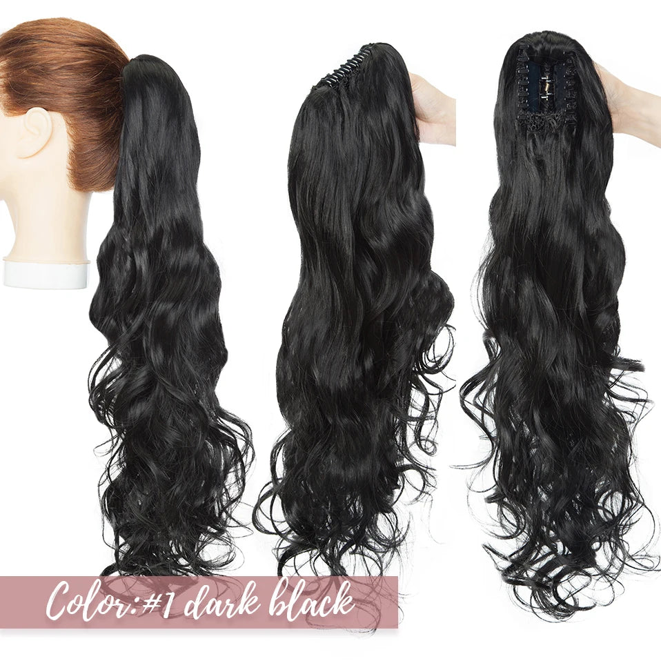 dark black wavy ponytail