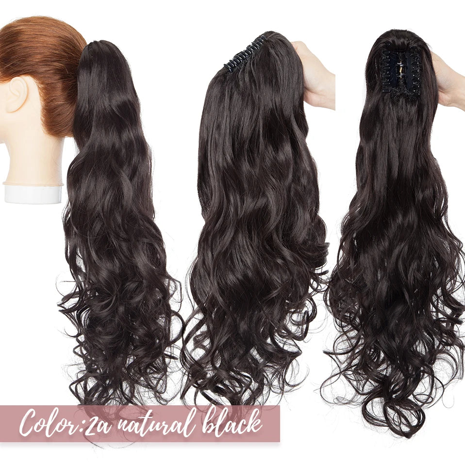 natural black wavy ponytail