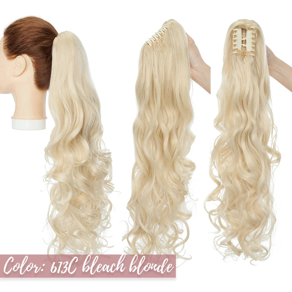 bleach blonde wavy ponytail