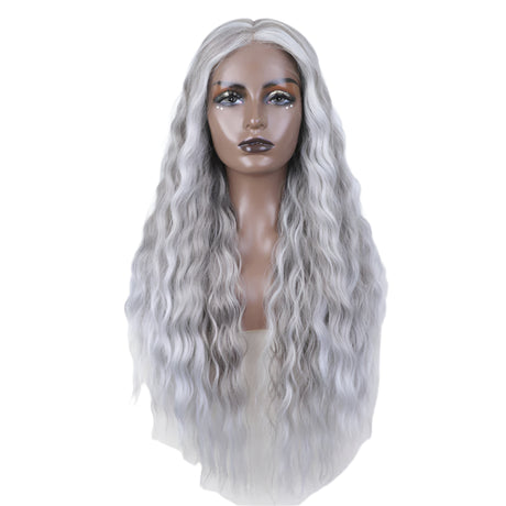 Long Wavy  Red / Ombre Wig grey