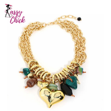 Love Pendant Statement Multi-layer Beaded Necklace Sassy Chick Logo