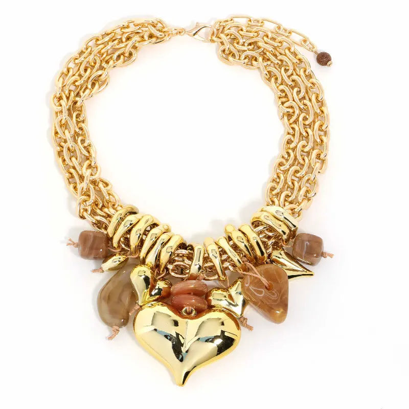 Love Pendant Statement Multi-layer Beaded Necklace