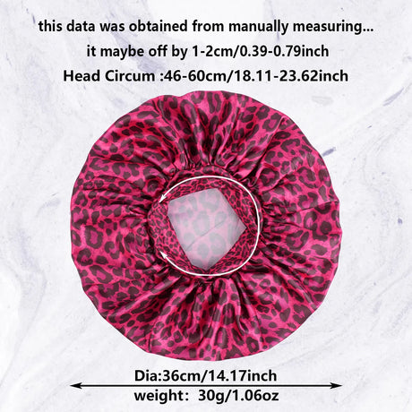 Pink Luxurious Leopard Print Satin Sleep Bonnet