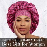 Pink Luxurious Leopard Print Satin Sleep Bonnet