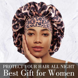 Brown Luxurious Leopard Print Satin Sleep Bonnet