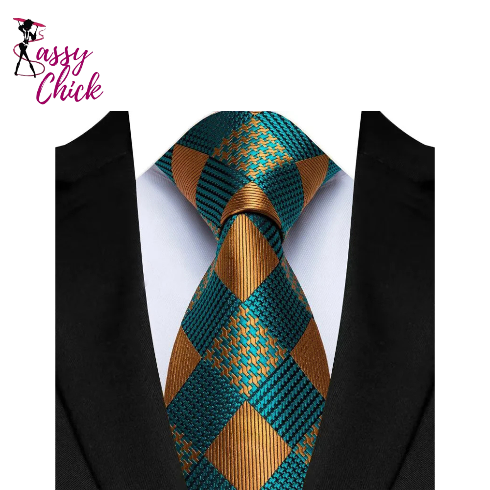 Luxury 8CM Jacquard Woven Stripes Classic Necktie Sassy Chick Logo