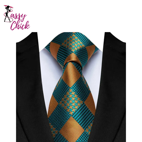 Luxury 8CM Jacquard Woven Stripes Classic Necktie Sassy Chick Logo