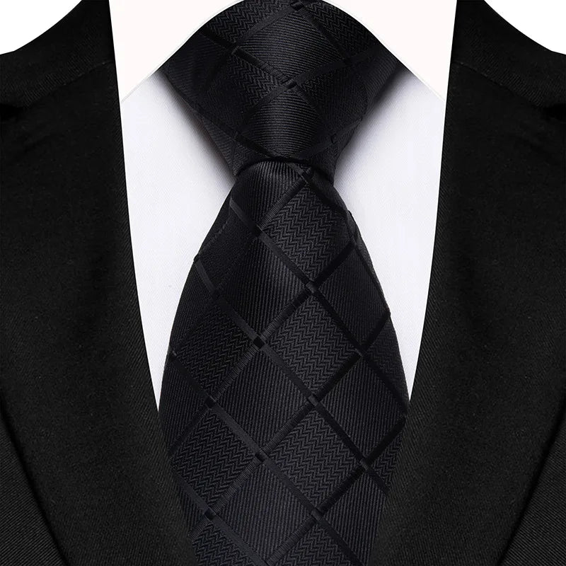 Black Luxury 8CM Jacquard Woven Stripes Classic Necktie