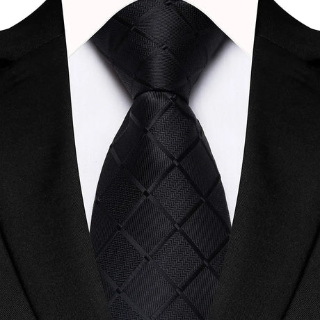 Black Luxury 8CM Jacquard Woven Stripes Classic Necktie