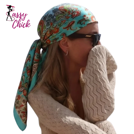 Luxury 90cm Satin Square Silk Hijab Scarves Scarf Sassy Chick Logo