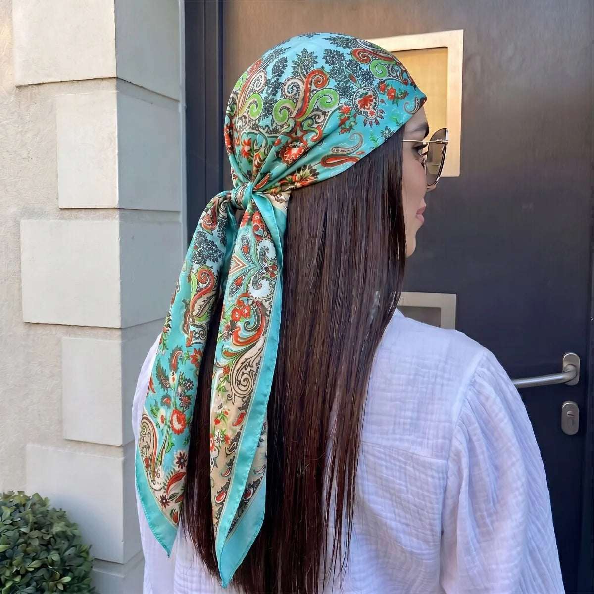 Luxury 90cm Satin Square Silk Hijab Scarves Scarf