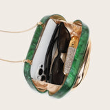 Compartment of Luxury Acrylic Box Metal Details Evening Purse