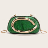 Green Luxury Acrylic Box Metal Details Evening Purse