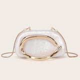 White Luxury Acrylic Box Metal Details Evening Purse